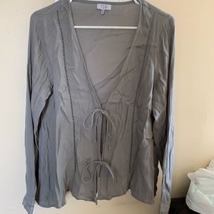 Slate grey tie up blouse